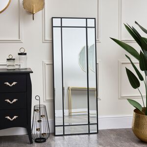 Black Framed Art Deco Wall / Leaner Mirror 142 cm x 54 cm Material: Wood, metal and glass.