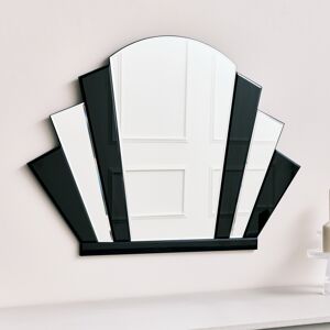 Black Glass Art Deco Arch Fan Wall Mirror 80cm x 60cm Material: Wood, metal, glass