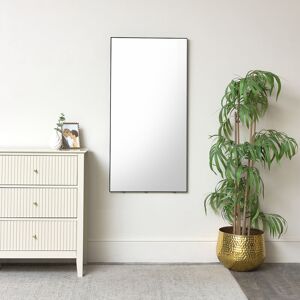 Black Thin Framed Rectangle Wall Mirror 110cm x 55cm Material: Wood, metal, glass