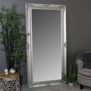 Extra Large Ornate Silver Wall / Floor / Leaner Mirror 100cm x 200cm Material: Wood / Resin / Glass