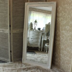 Extra Large White Ornate Wall/Floor Mirror 158cm x 78cm Material: Glass, wood, resin