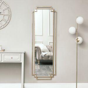 Gold Art Deco Wall Mirror 142cm x 47cm Material: Wood, Metal, Glass