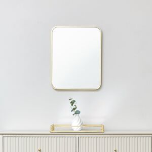 Gold Curved Framed Wall Mirror 50cm x 40cm Material: metal, glass, wood, resin