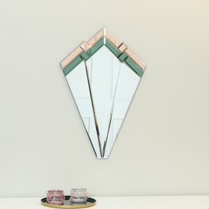 Green & Pink Glass Art Deco Fan Wall Mirror 60cm x 40cm Material: Glass