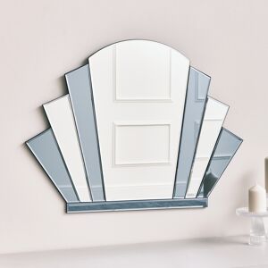 Grey Glass Art Deco Arch Fan Wall Mirror 80cm x 60cm Material: Wood, resin and glass
