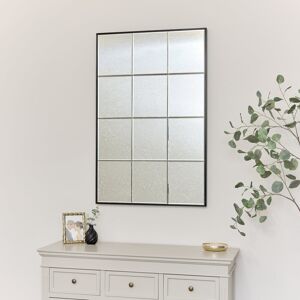 Large Antique Glass Panelled Window Mirror 115cm x 75cm Material: Metal, wood, glass