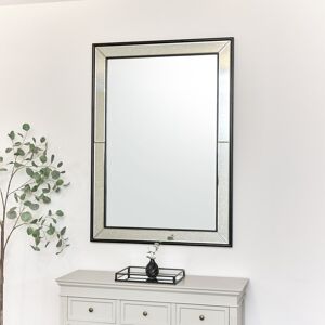 Large Black Antique Glass Framed Wall Mirror - 140cm x 100cm Material: Wood, metal, glass