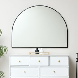Large Black Arched Overmantle Wall Mirror 90cm x 120cm Material: Metal, glass, wood