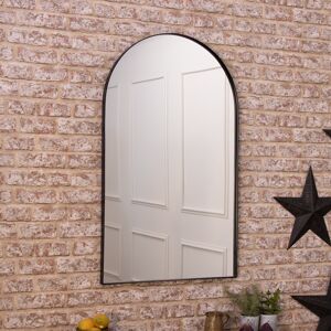 Large Framed Black Arched Mirror 100cm x 60xcm Material: Metal, Glass
