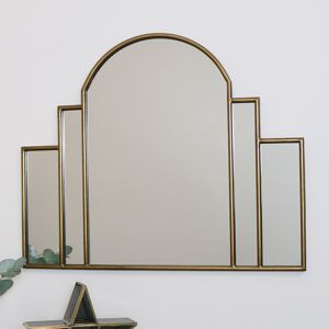 Large Gold Art Deco Arch Fan Mirror 80cm x 65cm Material: Metal, Glass