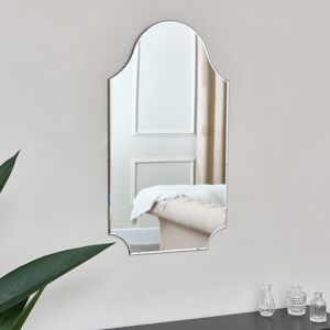 Large Ornate Arch Frameless Bevelled Wall Mirror 80cm x 45cm Material: Glass, metal