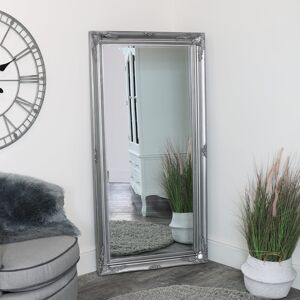 Large Ornate Silver Wall / Floor / Leaner Mirror 158cm x 78cm Material: Glass / Wood / Resin