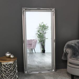 Large Ornate Silver Wall/Floor Mirror 158cm x 78cm Material: Glass / Wood / Resin