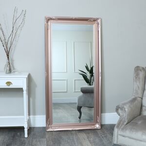 Large Rose Gold Pink Ornate Wall/Floor Mirror 78cm x 158cm Material: Wood, Resin, Glass