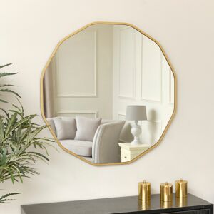 Melody Maison Large Round Gold Scalloped Wall Mirror 90cm x 90cm Material: Wood, metal, glass