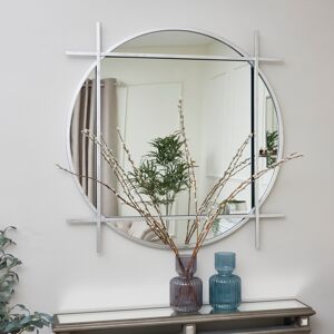 Large Round Silver Wall Mirror 97cm x 97cm Material: