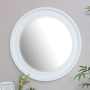 Large Round Vintage White Wall Mirror 80cm x 80cm Material: Wood / Glass
