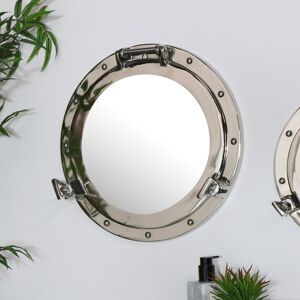 Nautical Porthole Mirror in Silver - 38cm x 38cm Material: Metal / Glass