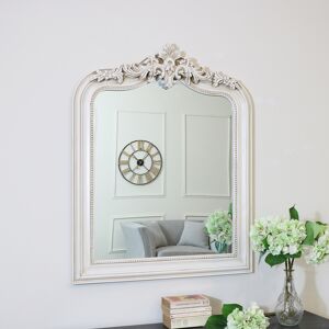 Ornate Arched Antiqued Ivory Wall Mirror 100 cm x 80cm Material: Wood / Resin / Glass