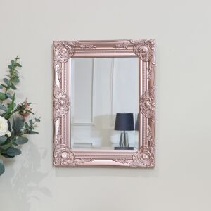 Ornate Rose Gold Pink Wall Mirror with Bevelled Glass Material: Resin, Glass