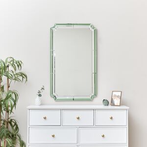 Rectangle Green Glass Art Deco Wall Mirror 60cm x 100cm Material: glass, wood, metal