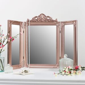 Rose Gold Pink Ornate Dressing Table Triple Mirror Material: Resin