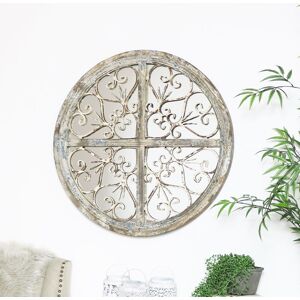 Round Rustic Ornate Mirror 72cm x 72cm Material: Wood, metal, glass