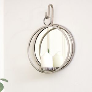 Round Silver Mirrored Wall Candle Sconce Material: Metal, Mirror Glass