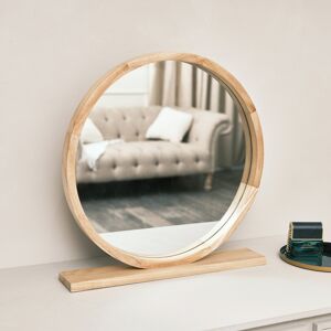 Round Wooden Freestanding Table Top Mirror Material: Wood, glass