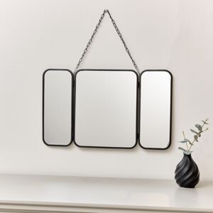 Small Black Triple Wall Hanging Mirror - 50cm x 30.5cm Material: Resin, glass, metal