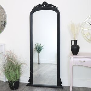 Tall Black Ornate Vintage Wall/Leaner Mirror 80cm x 180cm Material: Wood, resin, glass