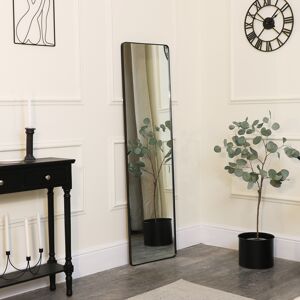 Tall Brushed Black Thin Framed Wall Mirror / Leaner Mirror 42cm x 156cm Material: Metal, Glass