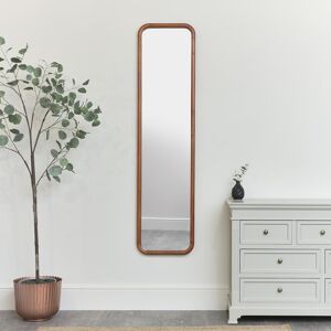 Tall Wooden Curved Framed Wall Mirror - 160cm x 40cm Material: Wood, glass, metal