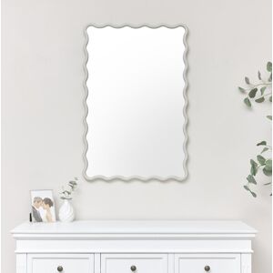 Taupe Grey Wave Framed Wall Mirror 90cm x 60cm Material: Wood, glass, resin