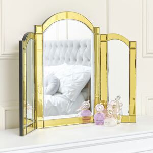 Yellow Glass Art Deco Triple Mirror 74cm x 60cm Material: Wood, metal, glass