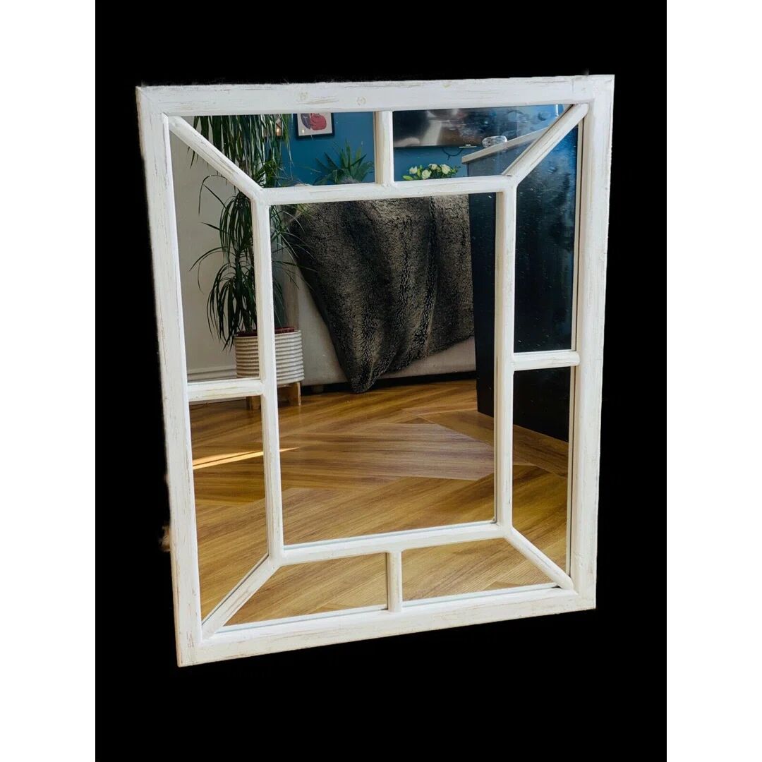 Photos - Wall Mirror House of Hampton Washington Magnifying Wood Framed Wall Mounted Accent in