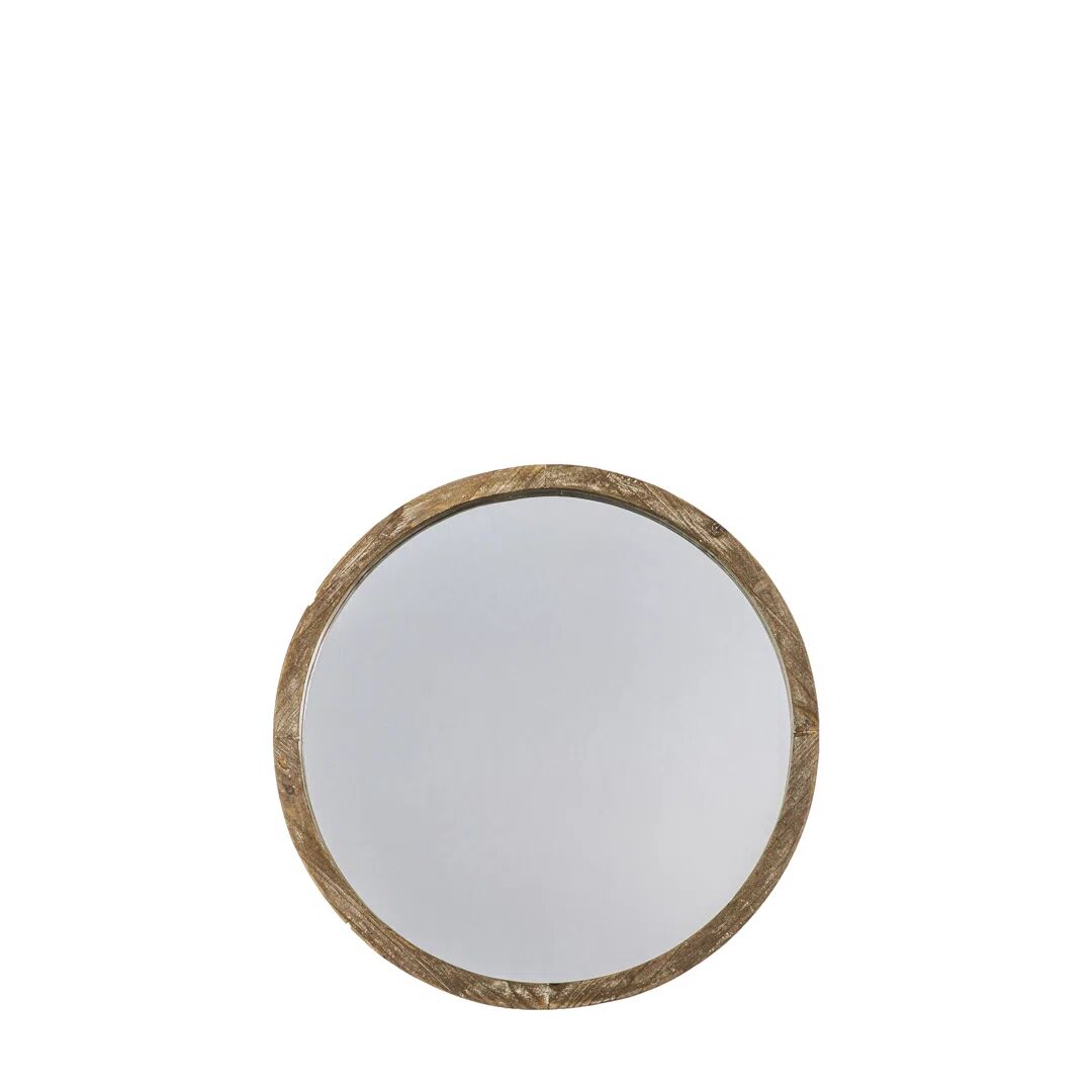 Photos - Wall Mirror August Grove Hector Mirror Round Small Natural 500x500x30mm brown 50.0 H x