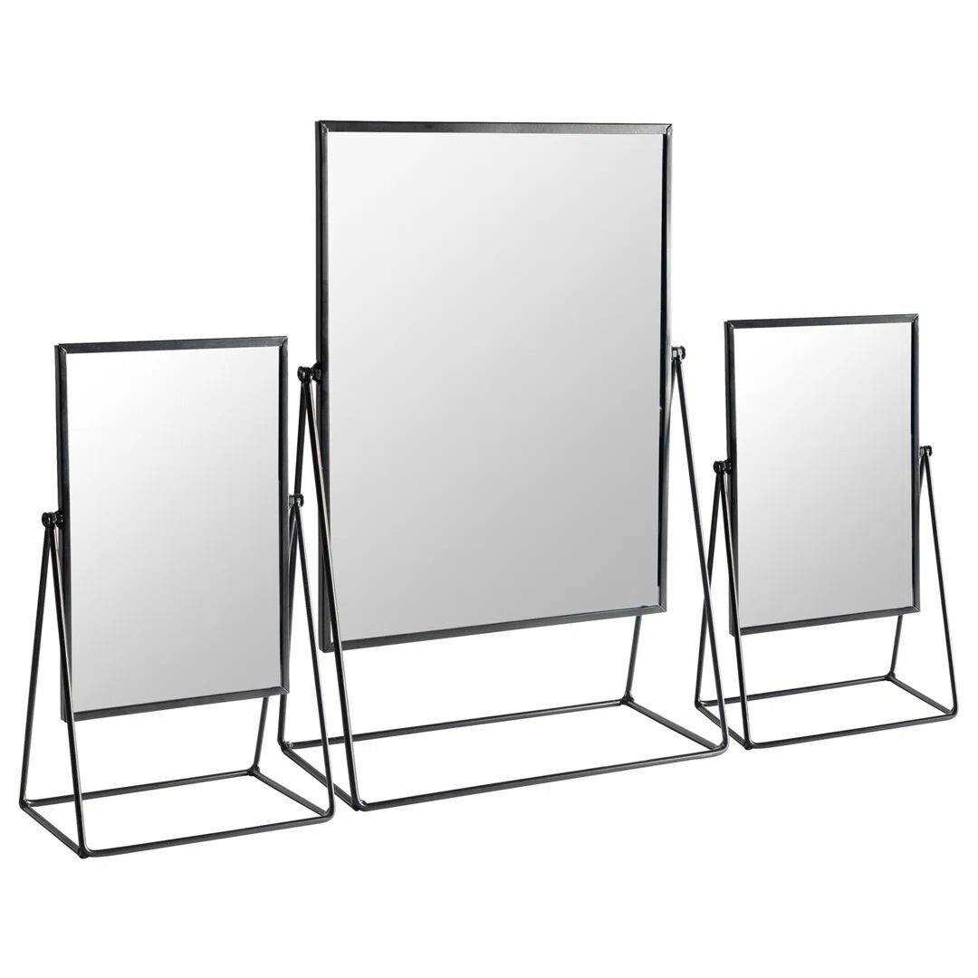 Photos - Wall Mirror Harbour Housewares Square Dressing Table Mirror Set - 2 Sizes - 3pc black 