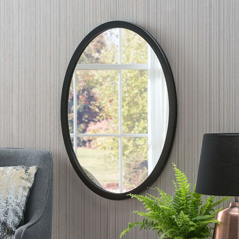 Photos - Wall Mirror Zipcode Design Maureen Oval Wood Framed Wall Mounted Accent Mirror black 5