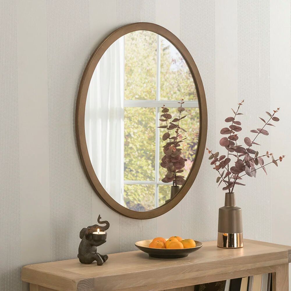 Photos - Wall Mirror Zipcode Design Maureen Oval Wood Framed Wall Mounted Accent Mirror brown 5