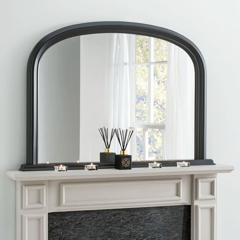 Photos - Wall Mirror Three Posts Lynn Overmantle Mirror black 77.0 H x 112.0 W x 4.0 D cm