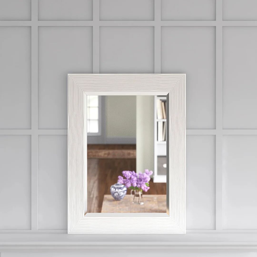Photos - Wall Mirror Three Posts Madge Rectangle Framed Wall Mounted Accent Mirror white/brown