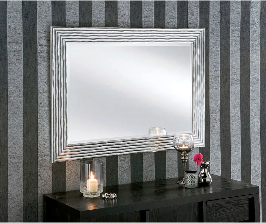 Photos - Wall Mirror World Menagerie Tyrol Wood Framed Wall Mounted Accent Mirror in Silver bro