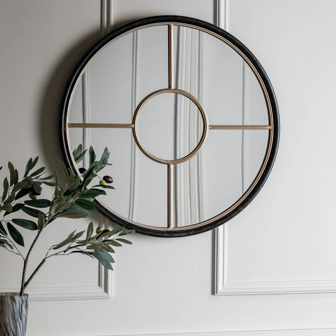 Photos - Wall Mirror Canora Grey Sequence Round Framed Wall Mounted Accent Mirror in Black