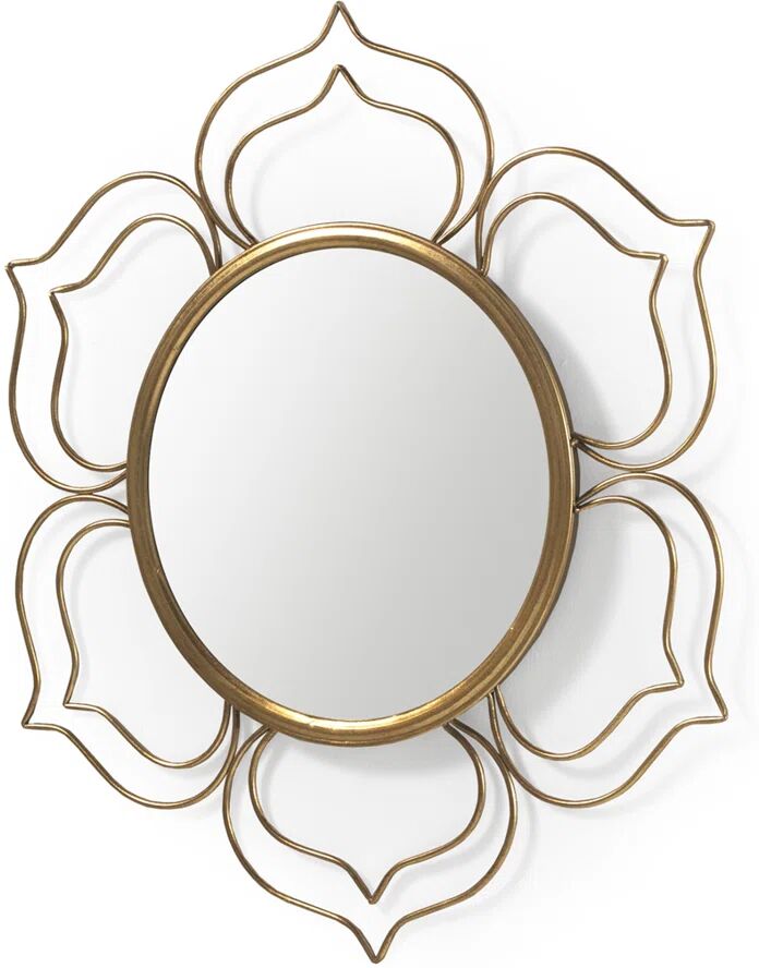 Photos - Wall Mirror Mercer41 Martines Novelty Metal Framed Wall Mounted Accent Mirror in Gold