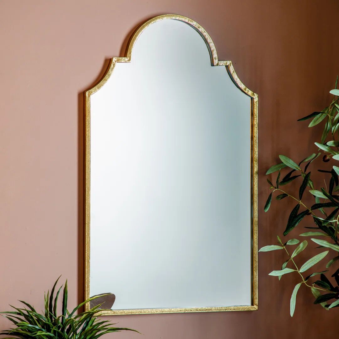 Photos - Wall Mirror Mercer41 Mucha Metal Framed Wall Mounted Accent Mirror in Gold 79.5 H x 50