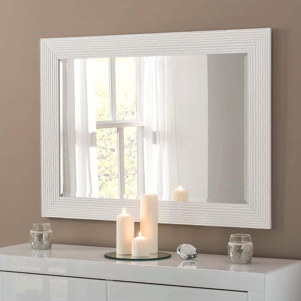 Photos - Wall Mirror Three Posts Madge Rectangle Framed Wall Mounted Accent Mirror white 109.0