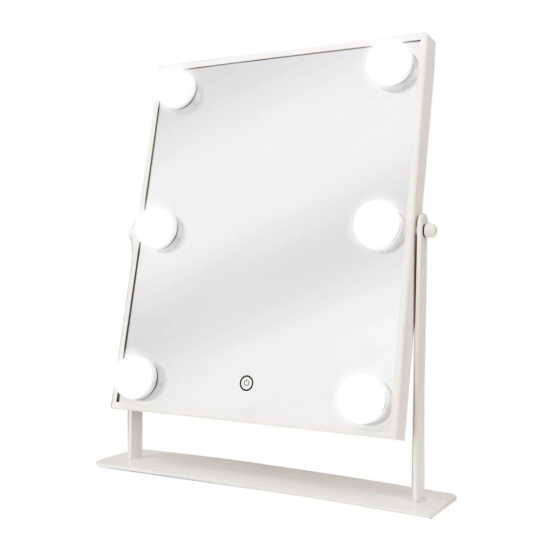 Photos - Wall Mirror Danielle Creations Lighted Metal Framed Freestanding Makeup Mirror in Whit