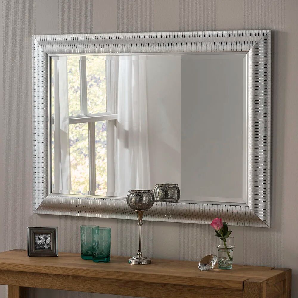 Photos - Wall Mirror Etta Avenue Abbeyville Framed Wall Mounted Accent Mirror gray 94.0 H x 119