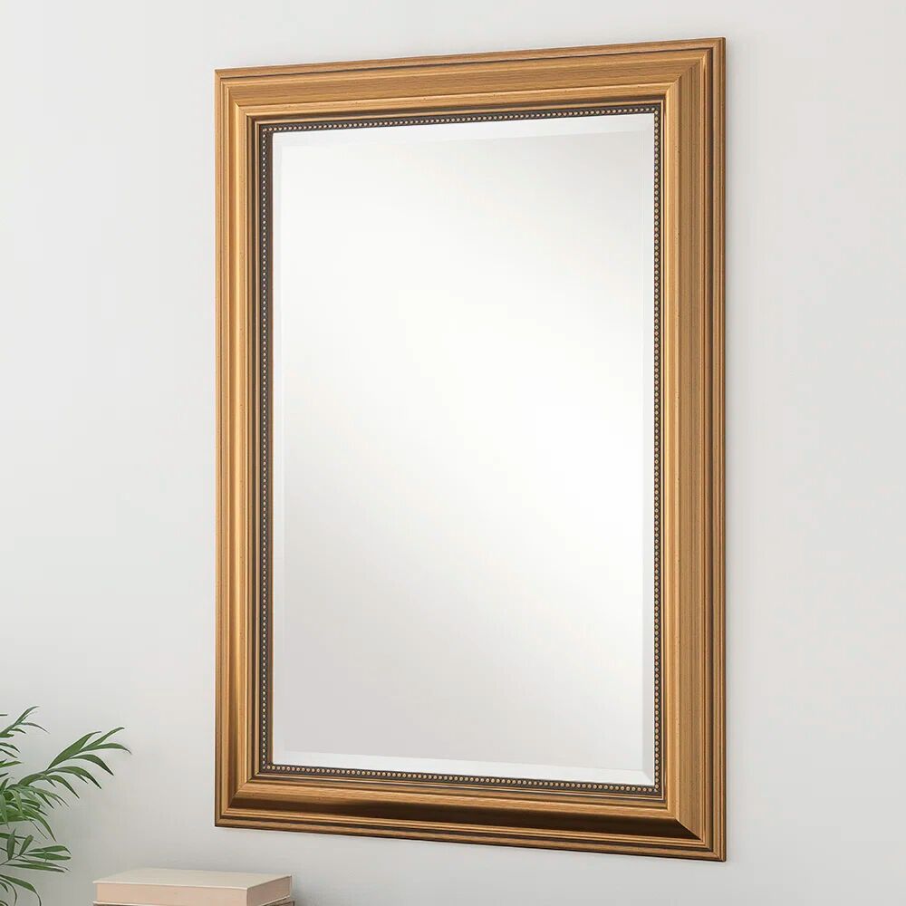 Photos - Wall Mirror Three Posts Magdalene Resin Framed Wall Mounted Accent Mirror yellow 46.0